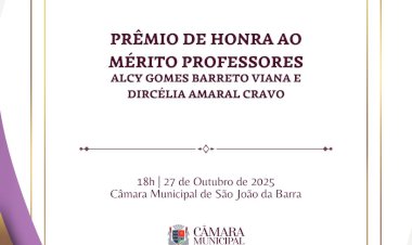 Homenagem aos professores dia 27 na Câmara de São João da Barra