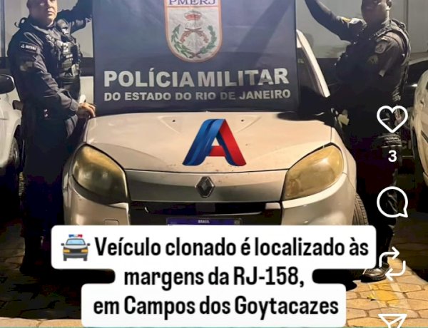 Veículo clonado é localizado às margens da RJ-158, em Campos dos Goytacazes
